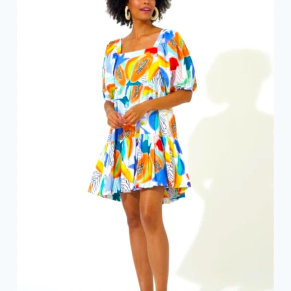 Oliphant Handcrafted Cotton Square Neck Mini Dress - New with Tags - Picture 2 of 6